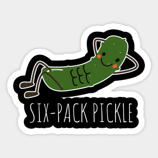 Six-Pack Pickle Funny Pickle Workout Sticker